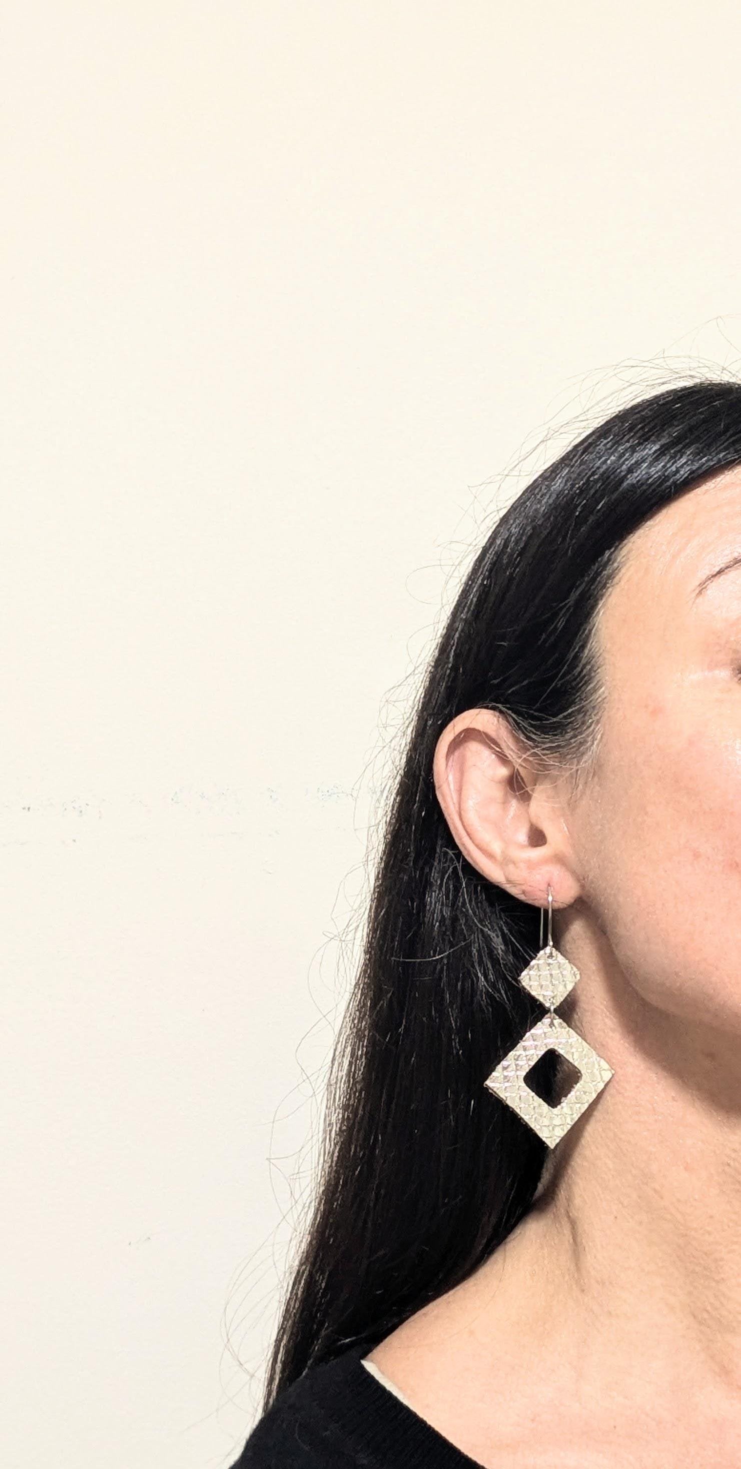 Metallic Gold Zero Waste Leather Earrings
