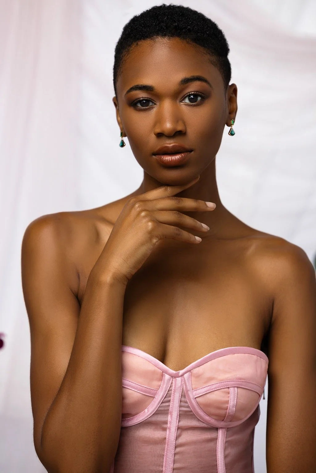 Pink Silk Organza Bustier