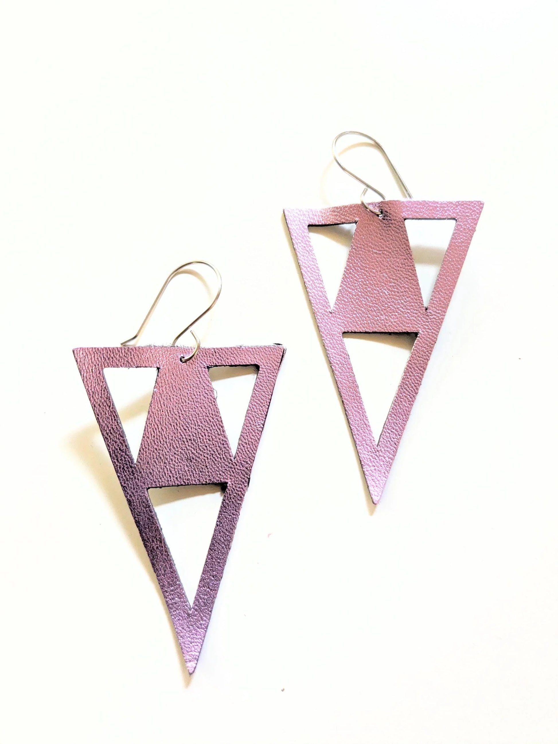 Metallic Leather Zero Waste Earrings