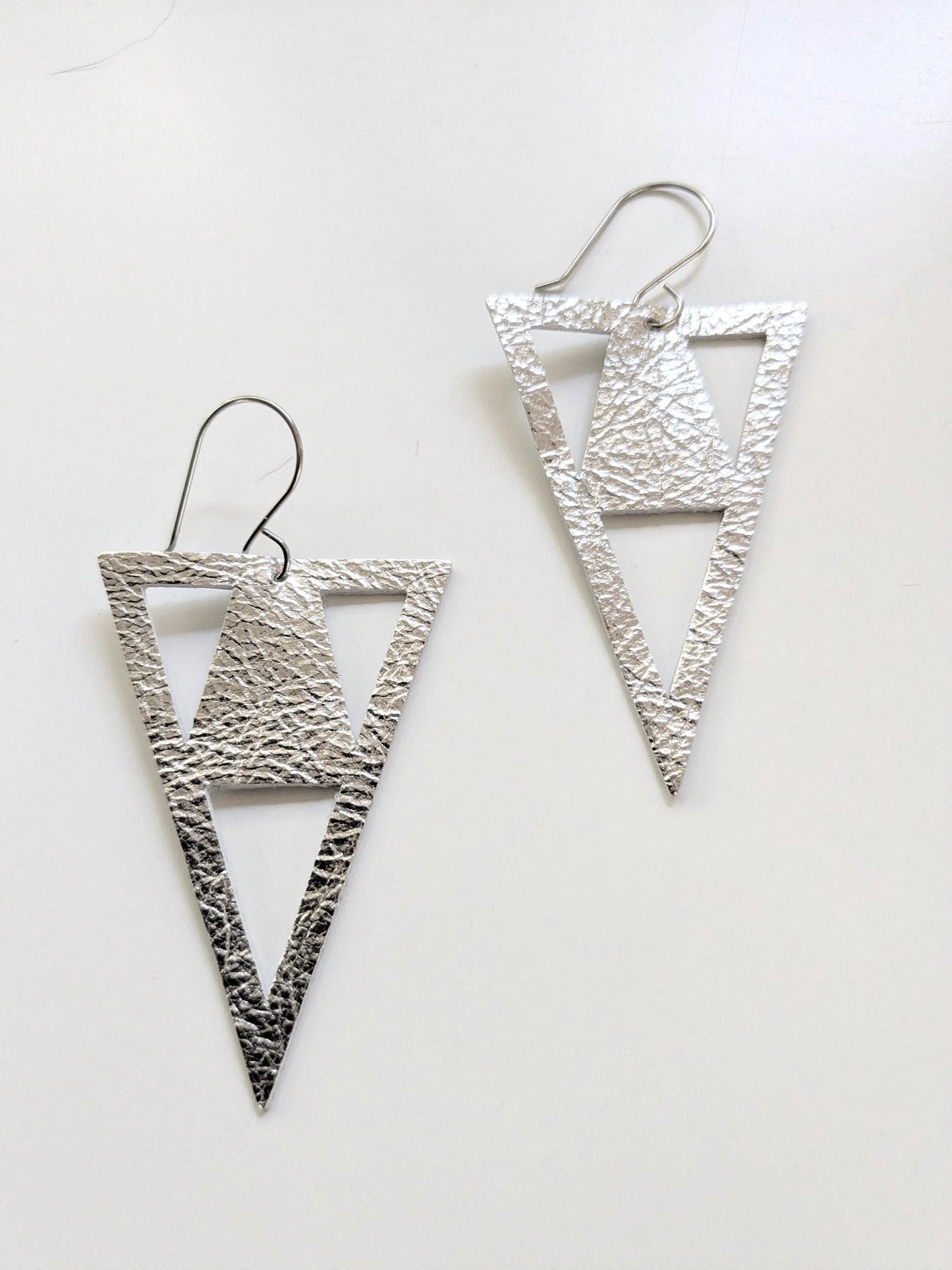 Metallic Leather Zero Waste Earrings