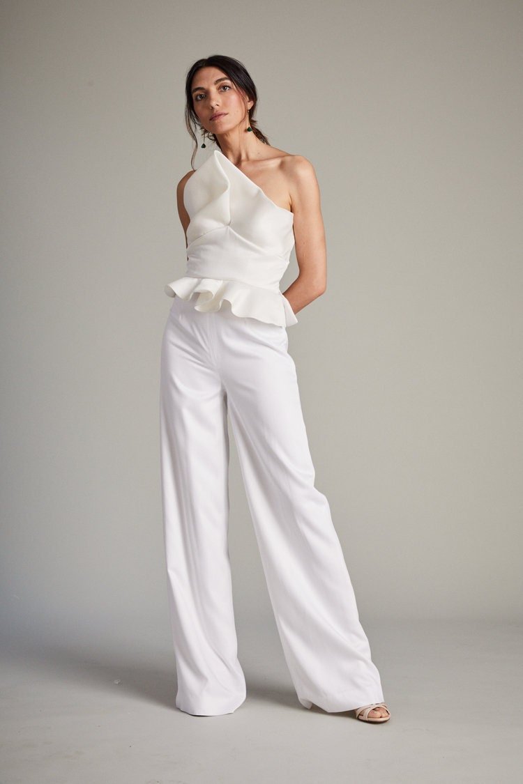 White Wide Leg Trousers