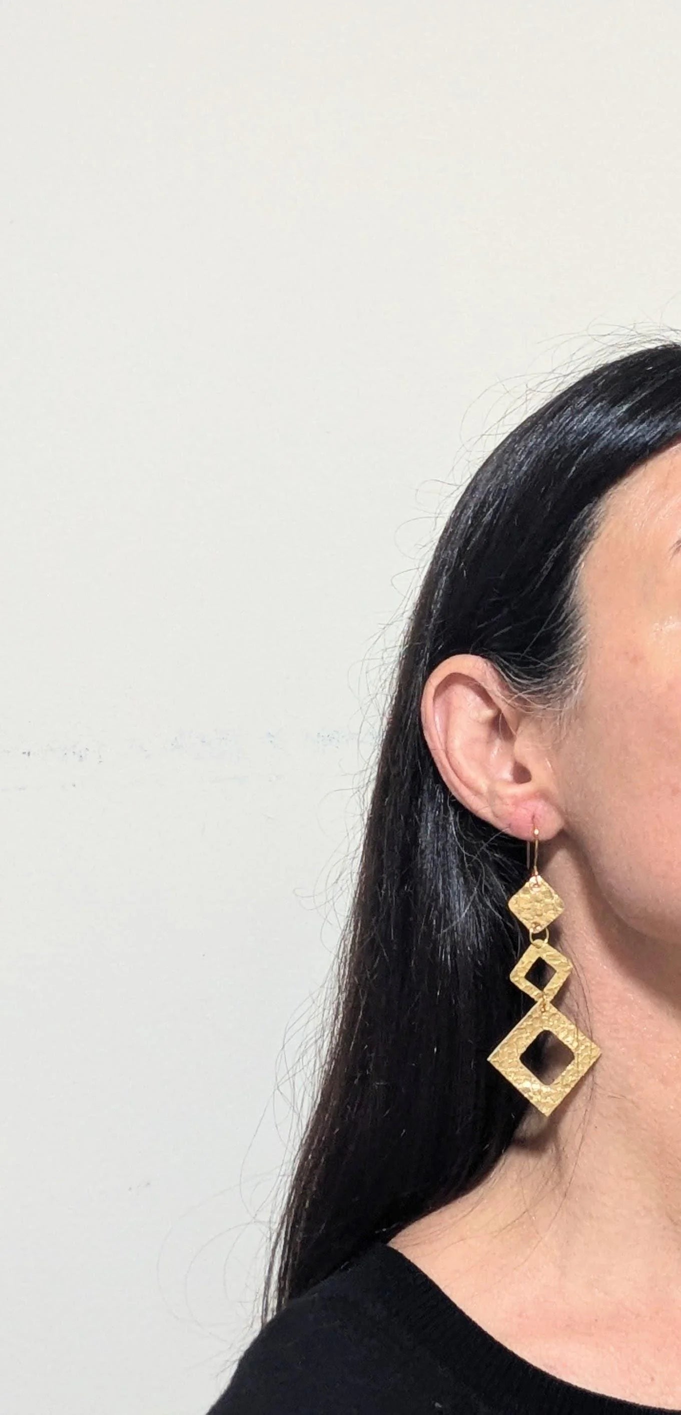Metallic Gold Zero Waste Embossed Leather Earrings Handmade