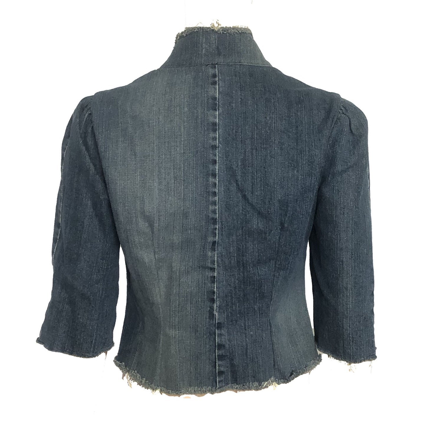 Iris Jacket — Denim with Leather Appliqué
