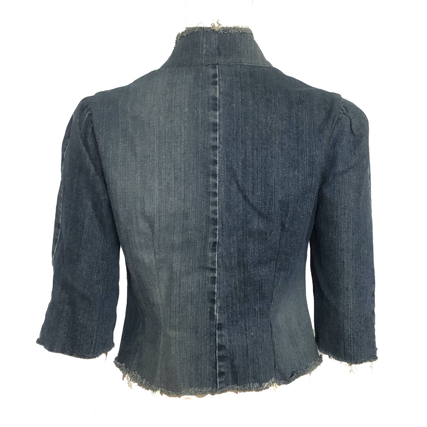 Iris Jacket — Denim with Leather Appliqué