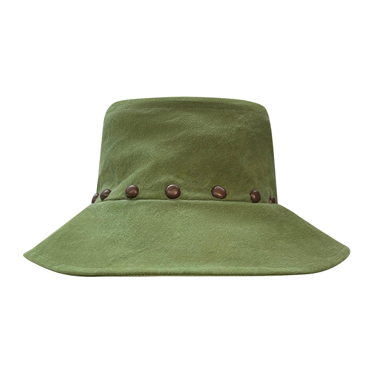 Upcycled Military Knapsack Hat — Studded Olive