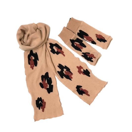 Leopard Scarf and Glove Set