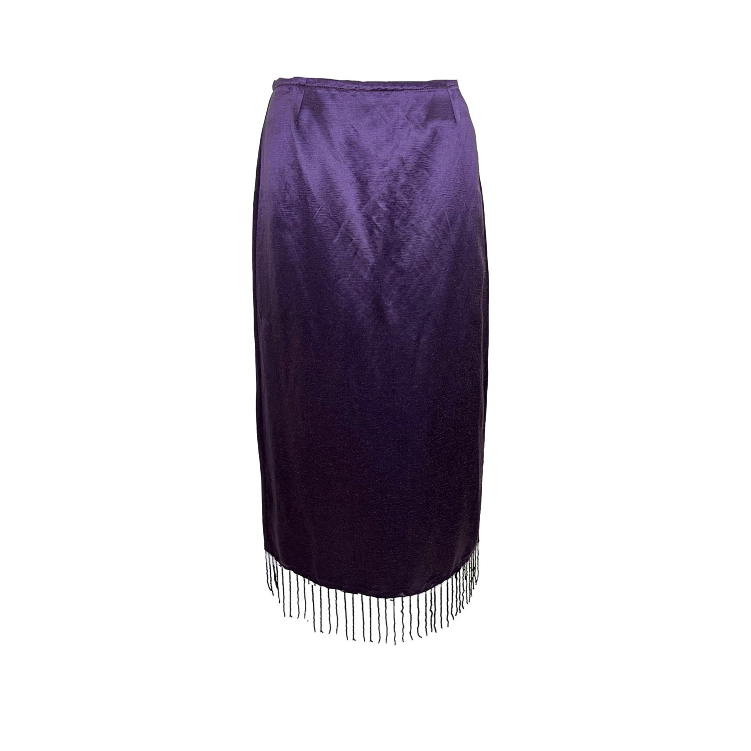 Lola Pencil Skirt – Purple with Beaded Fringe
