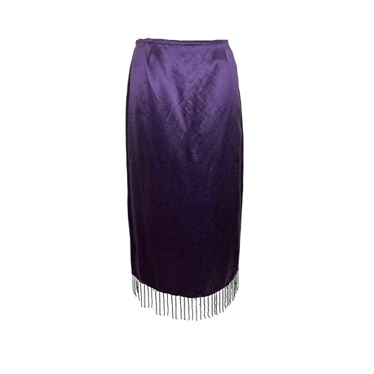 Lola Pencil Skirt – Purple with Beaded Fringe
