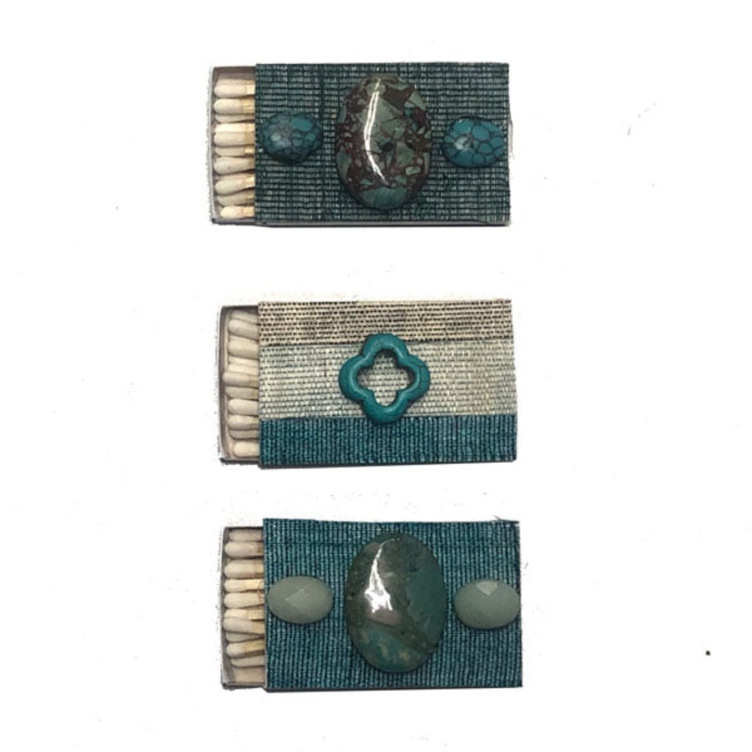 Semiprecious & Pineapple Matchboxes-Turquoise