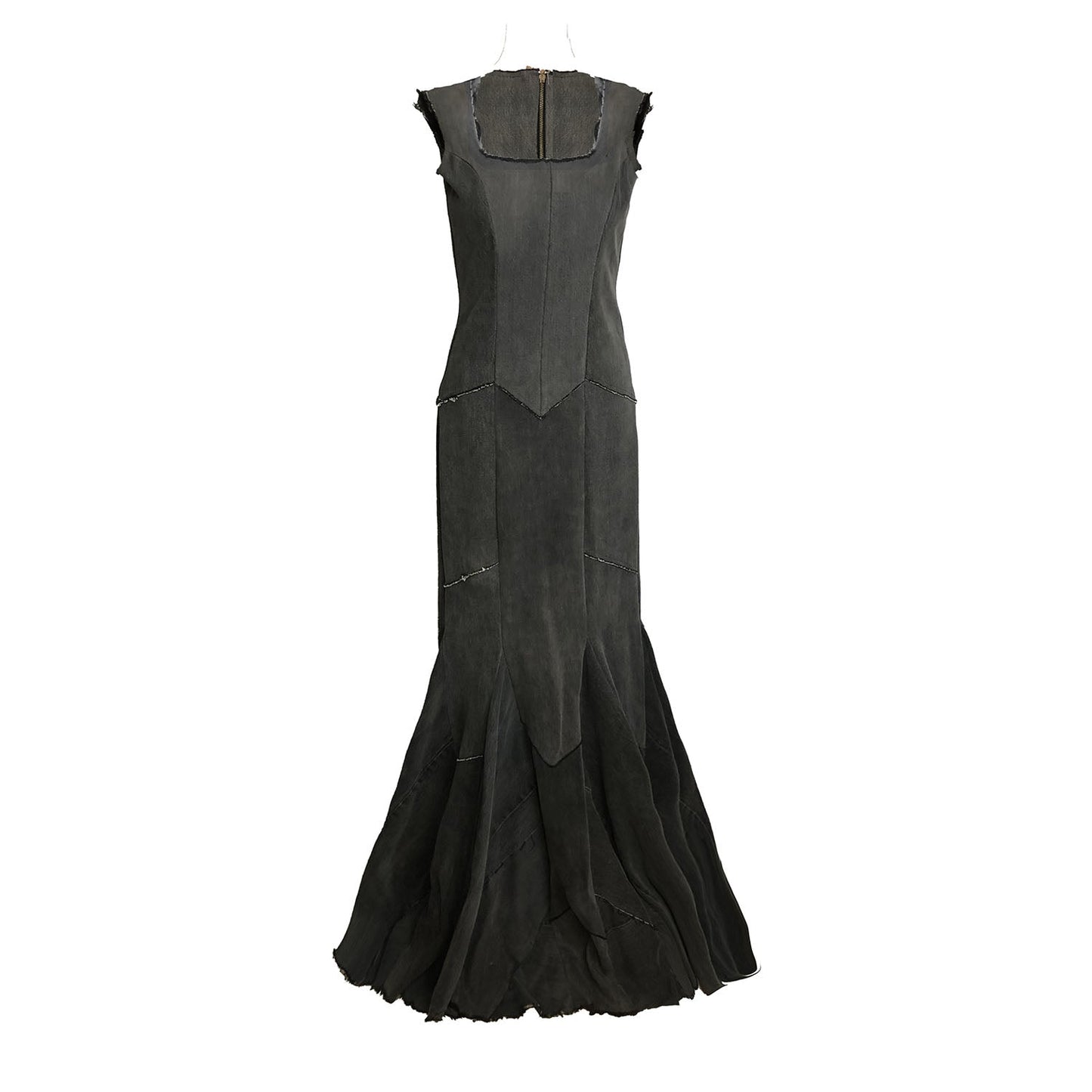Diana Dress-Distressed Black Mermaid Gown