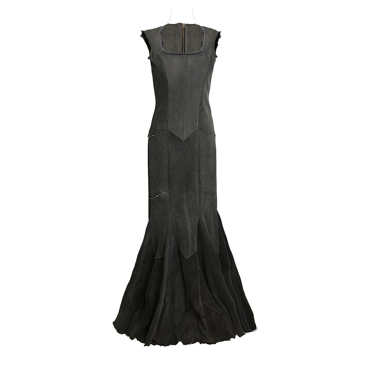 Diana Dress-Distressed Black Mermaid Gown
