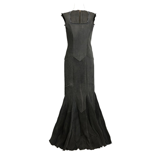 Diana Dress-Distressed Black Mermaid Gown