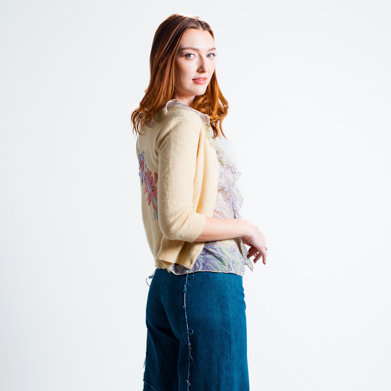 Chrysanthemum Cardigan-Cropped Yellow