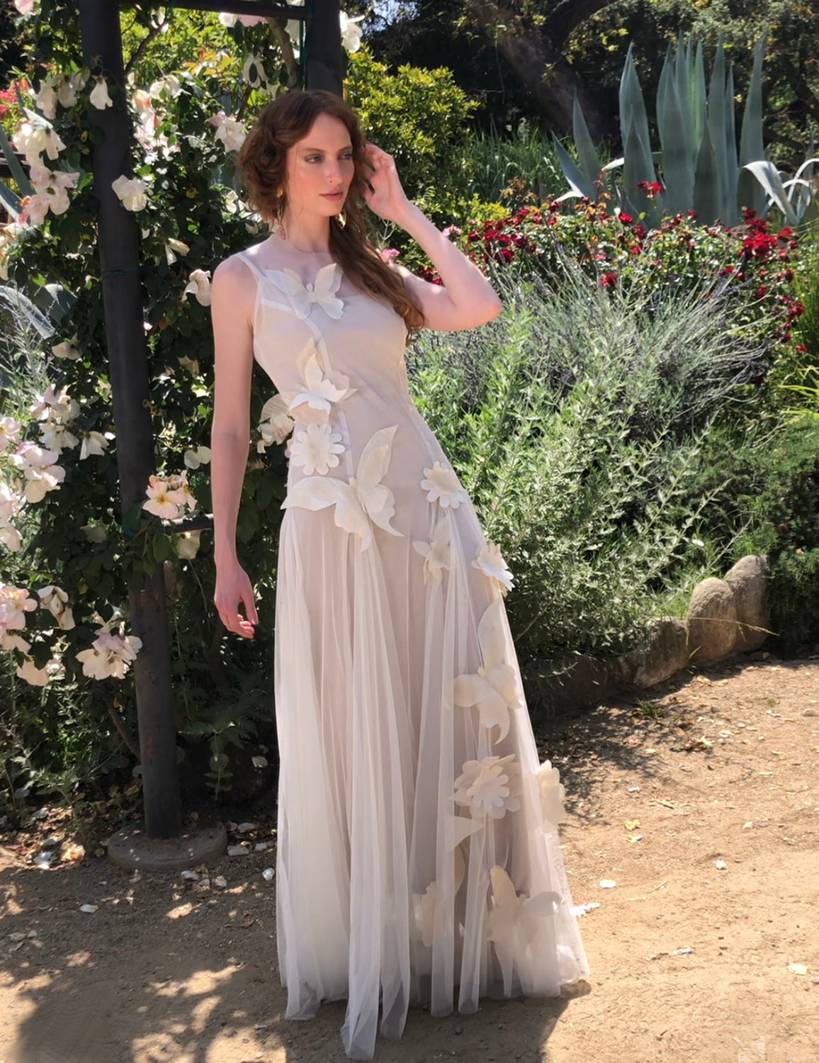 Papillon Gown -English Net with 3D Appliqué