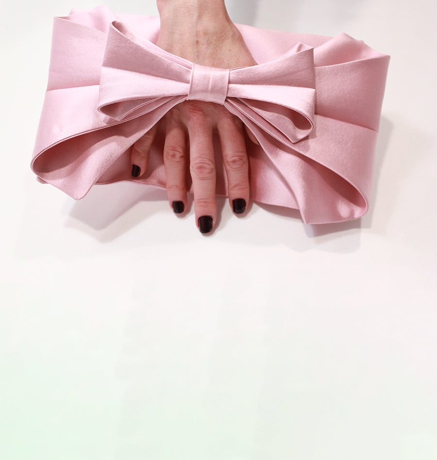 Bow Clutches in Pink, Emerald, and Fuchsia