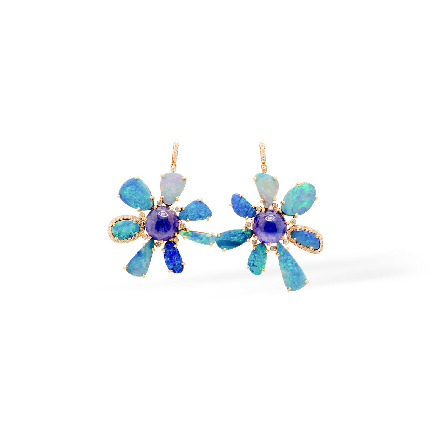 Lagoon Petals Opal Earrings – 14K Yellow Gold