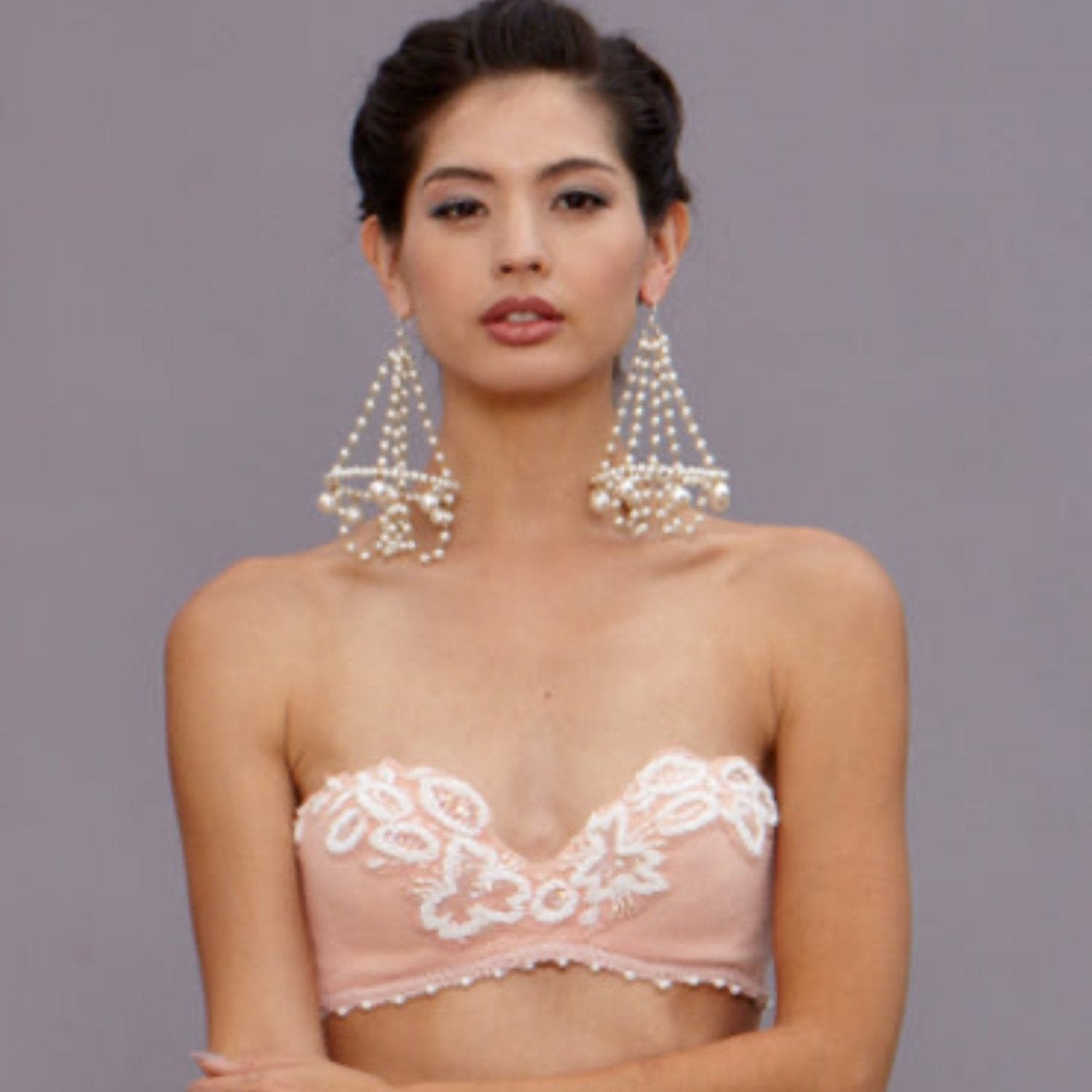Rita Blush Bralette-Vintage Beaded Wool