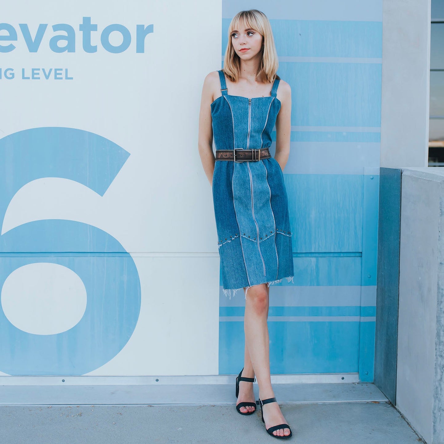 Sadie Dress – Two-Toned Denim Sheath