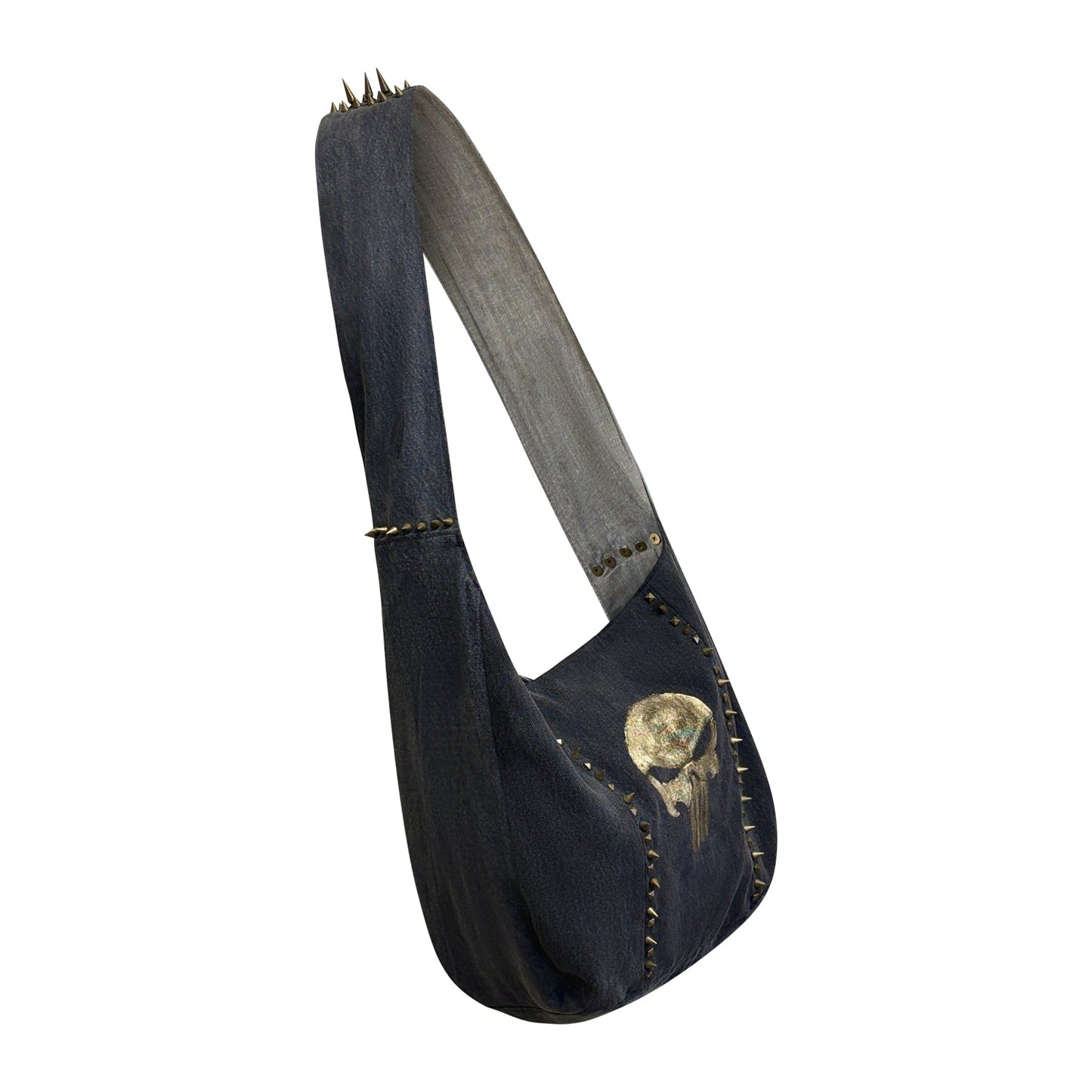 Punisher Spike Tote – Upcycled Black Denim