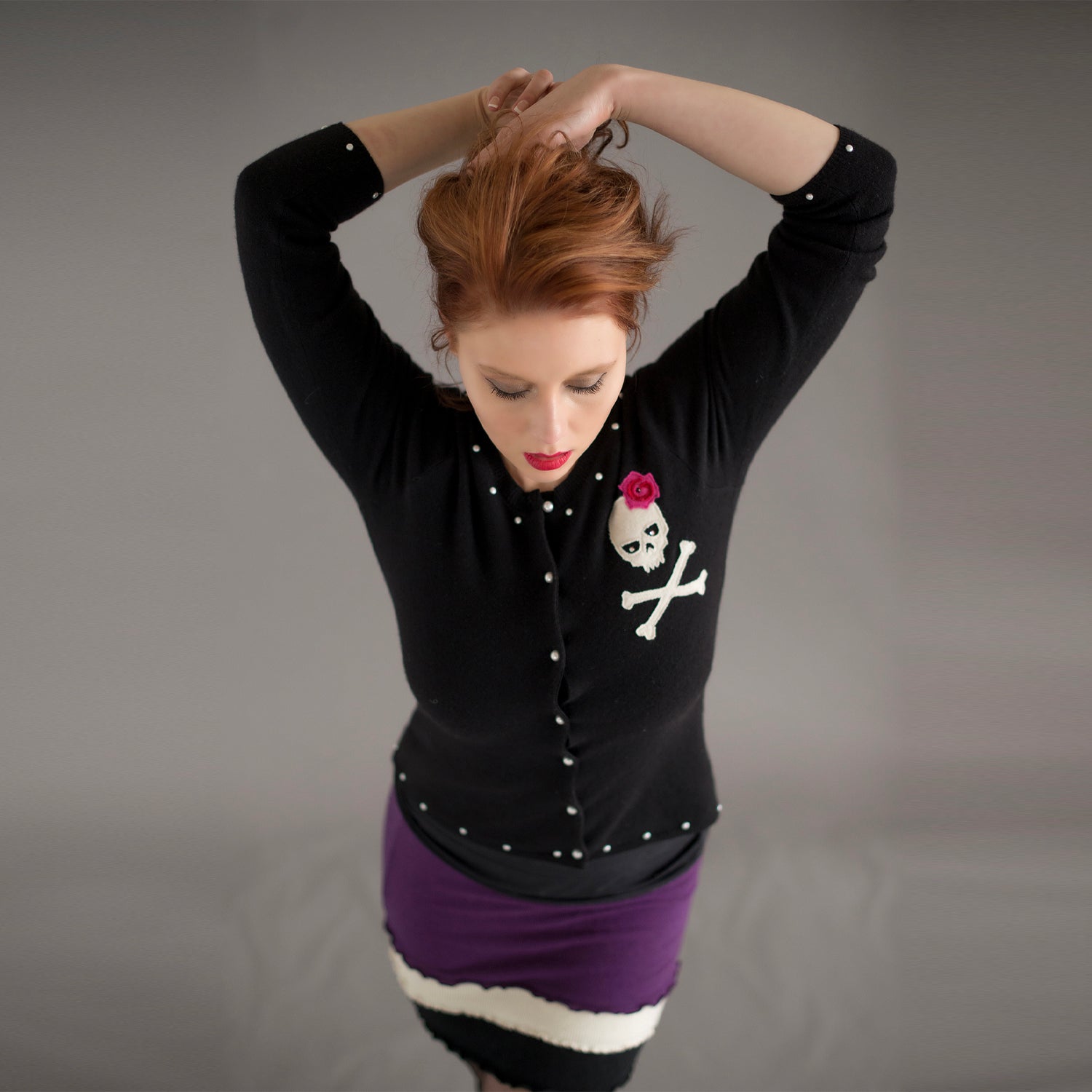 Skull Cardigan-Black