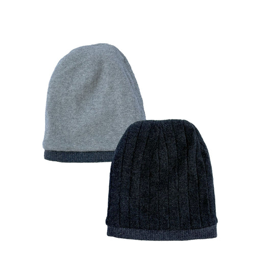 Reversible Slouchy Cashmere Cap-Greys