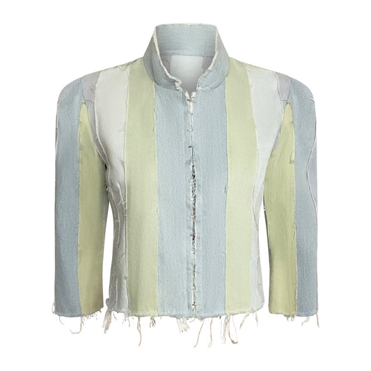 Nova Crop Jacket — Bleached Stripe Denim