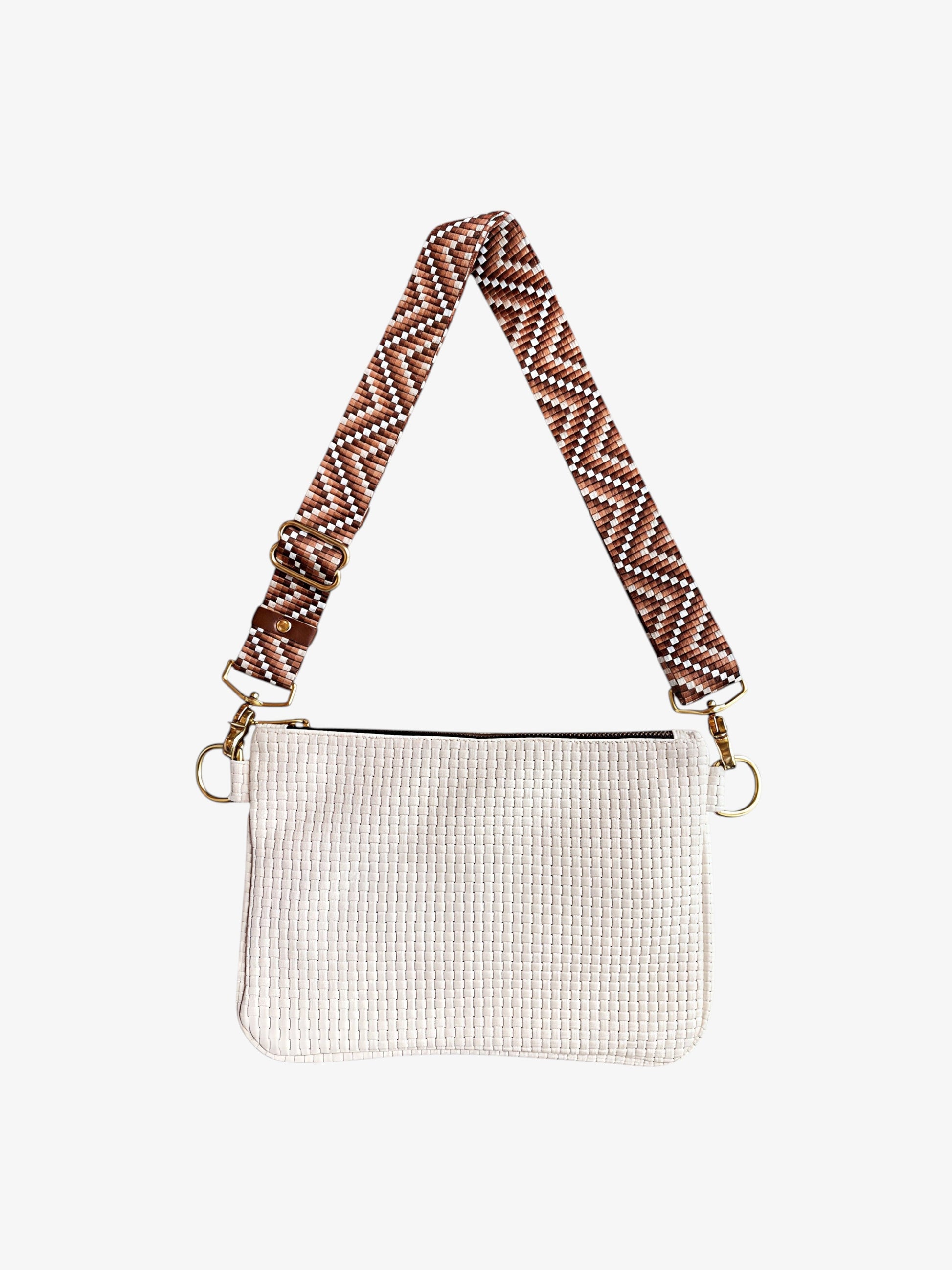 Alice Crossbody Bag, Cream Embossed Leather