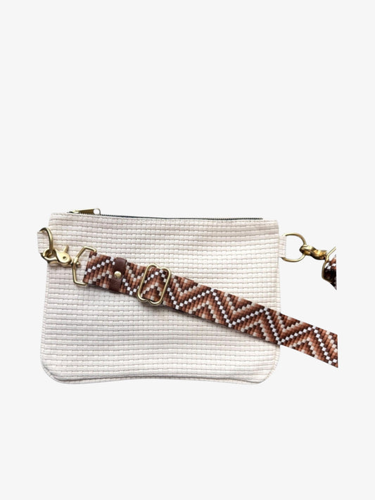 Alice Crossbody Bag, Cream Embossed Leather