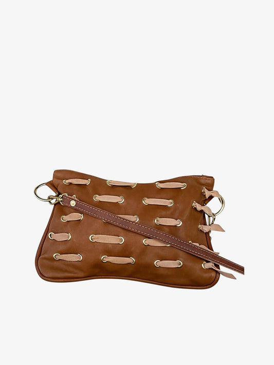 Alice Crossbody Bag, Brass Eyelet/Brown Leather