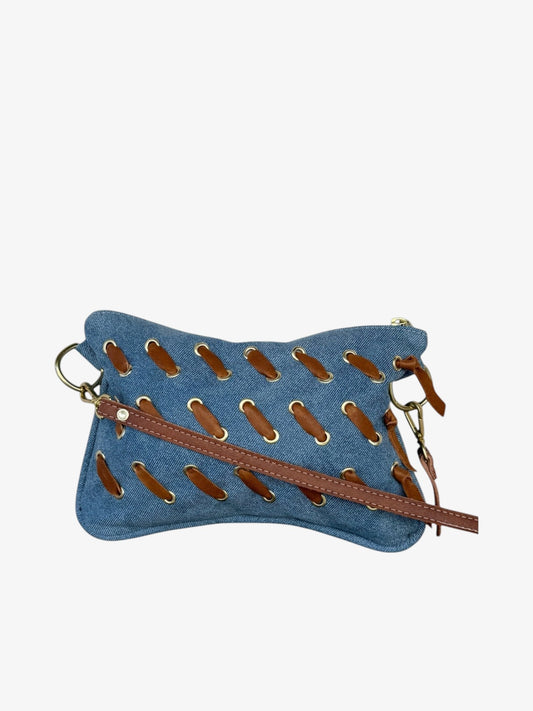 Alice Crossbody Bag, Brass Eyelet/Denim Printed Leather
