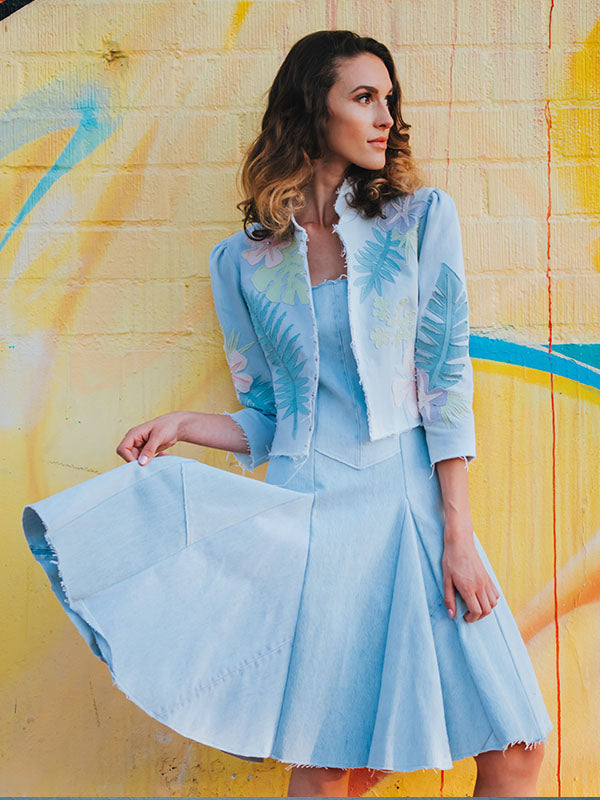 Audrey Tropical Jacket – Bleached Denim