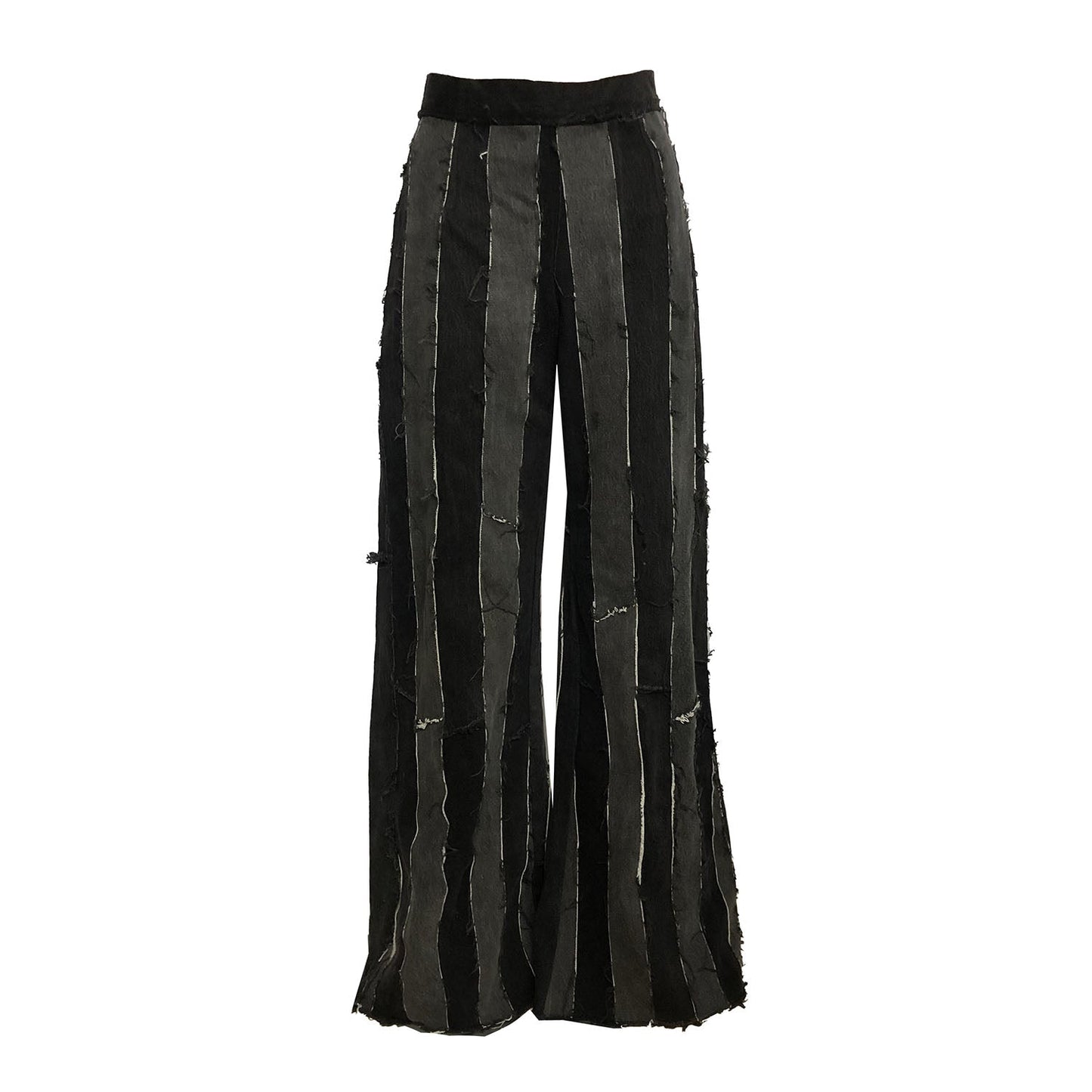 Wide Leg Layla Stripe Jean — Neutral Black
