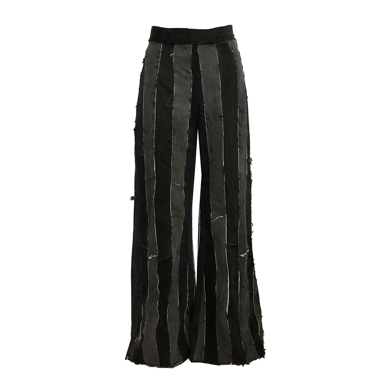 Wide Leg Layla Stripe Jean — Neutral Black