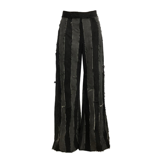 Wide Leg Layla Stripe Jean — Neutral Black