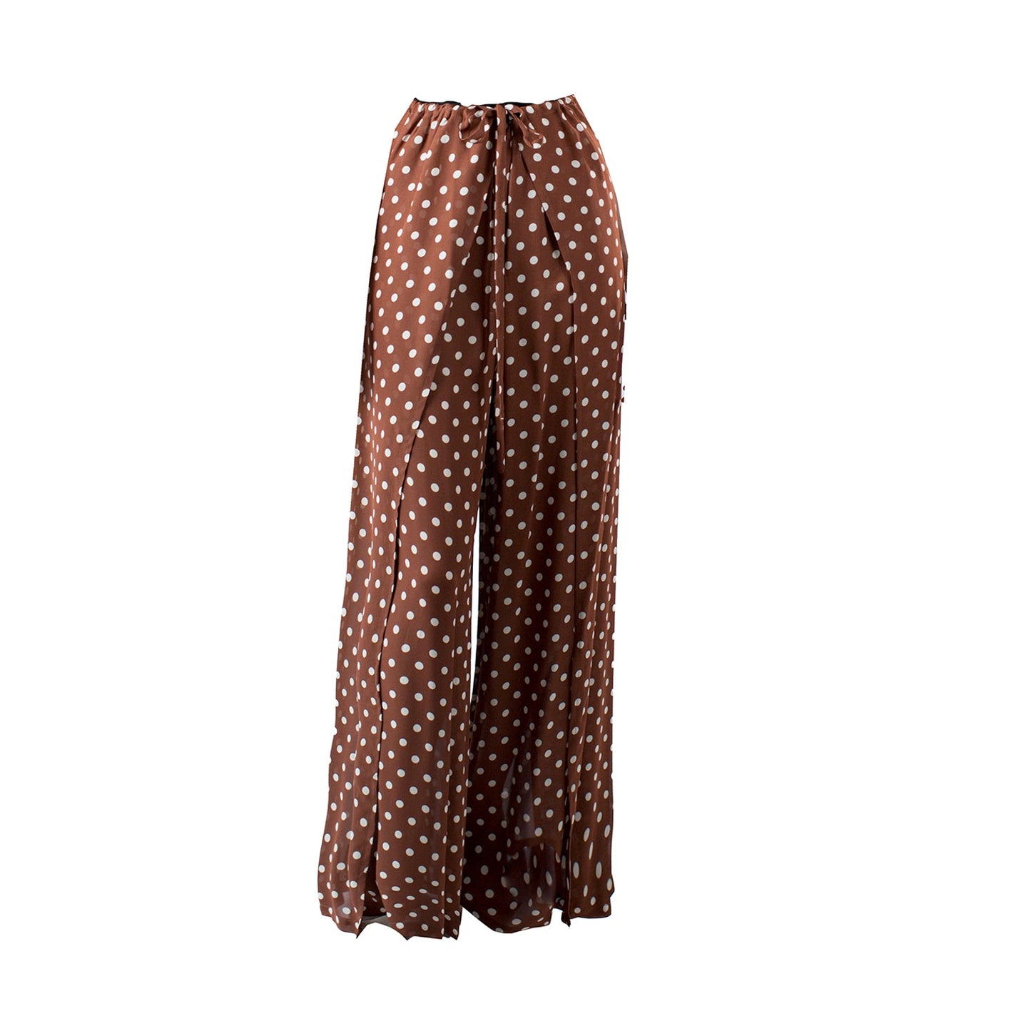 Paloma Wrap Pants-Brown Polkadot